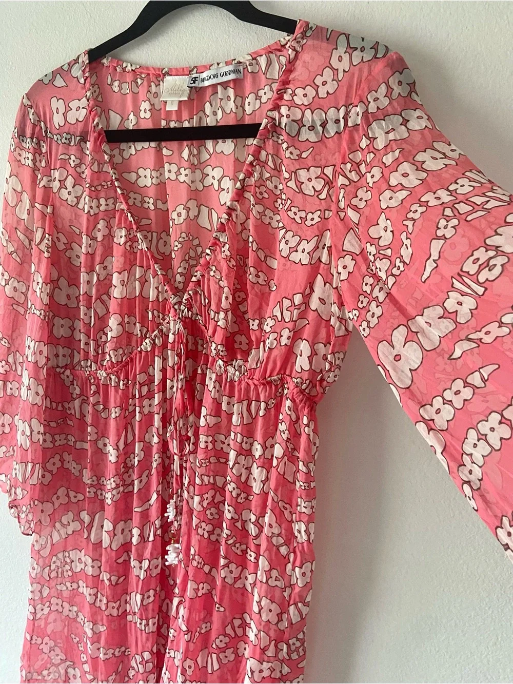 Milly Cabana BERGDORF GOODMAN 100% Silk vibrant Pink Floral Coverup Size S